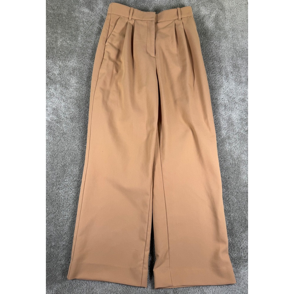 Abercrombie & Fitch Sloane Tailored Wide Leg Pants Tan Pleated High Rise Size 8